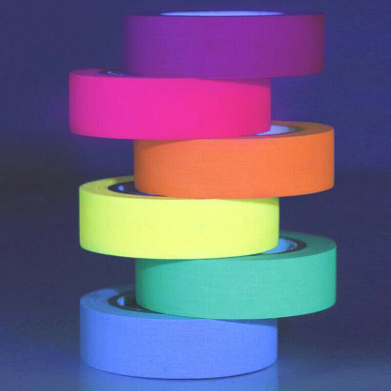 6Rolls UV Reactive Tape Blacklight Fluorescent Tape Glow in The Dark Neon GDD