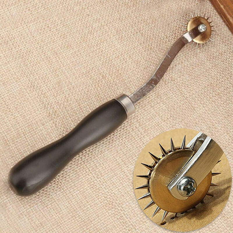 Sewing Wheel Leather Marker Practical Wood Handle Leather Wheel Sewing ToolBDAU