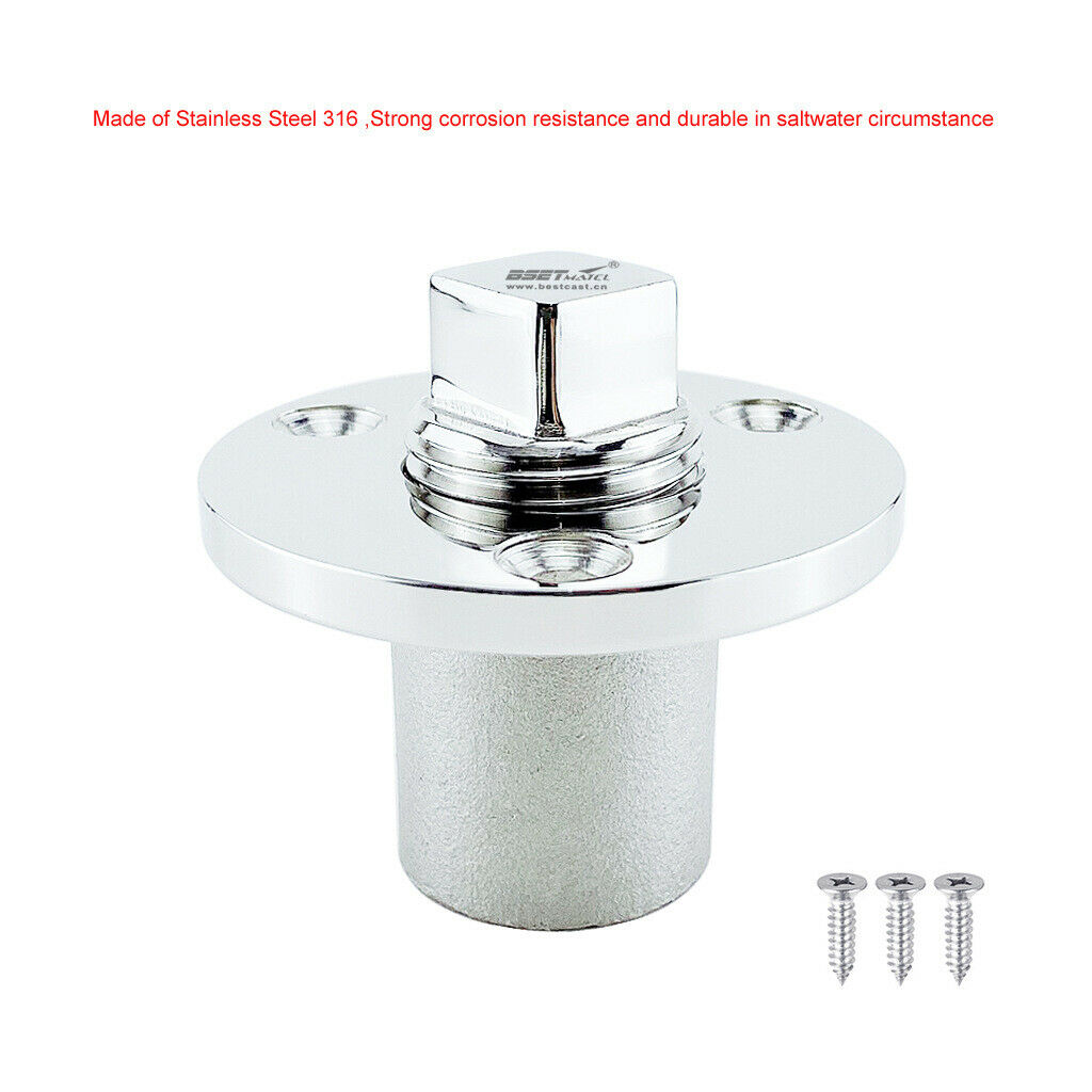 Marine Boat Transom Garboard Drain Plug - Polished 316 Marine Stainless Steel