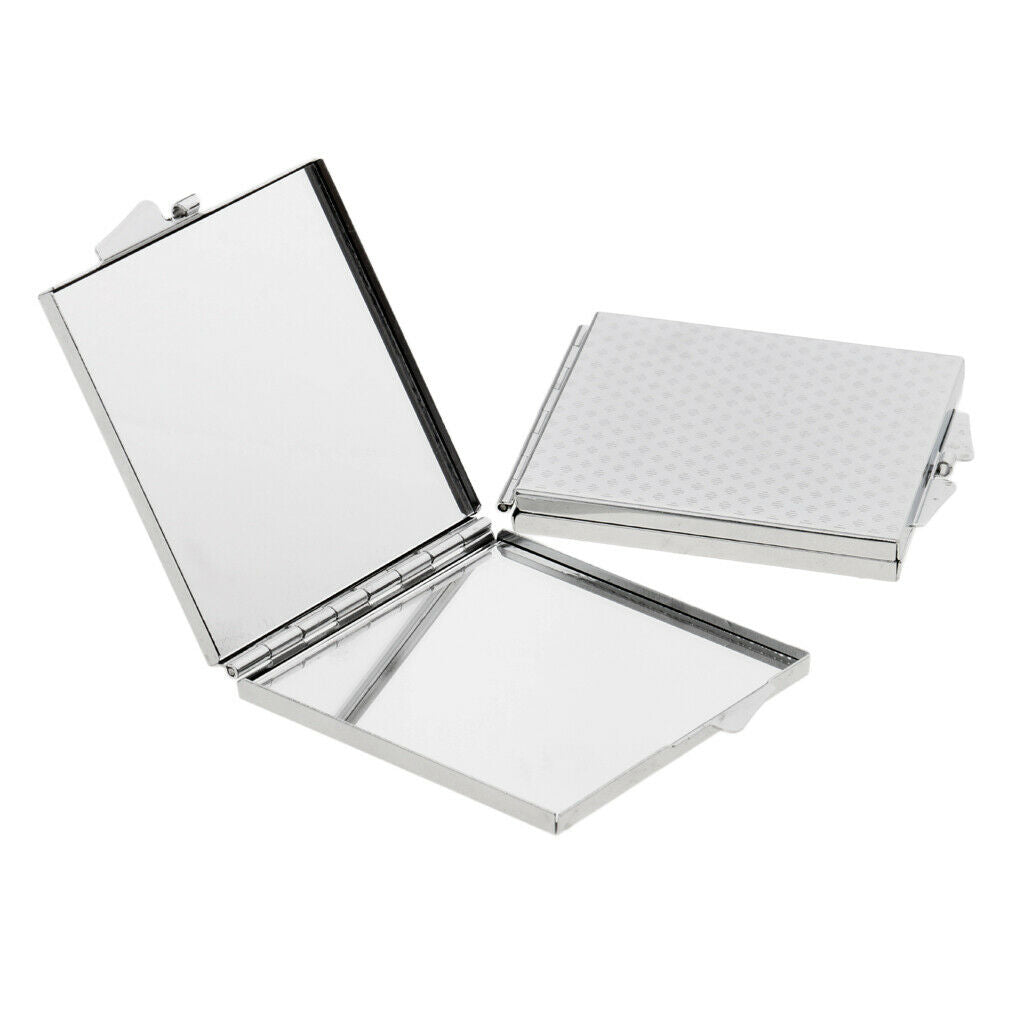 Pack of 2 Double Sides Folding Pocket-size Makeup Mirror Portable Square Compact