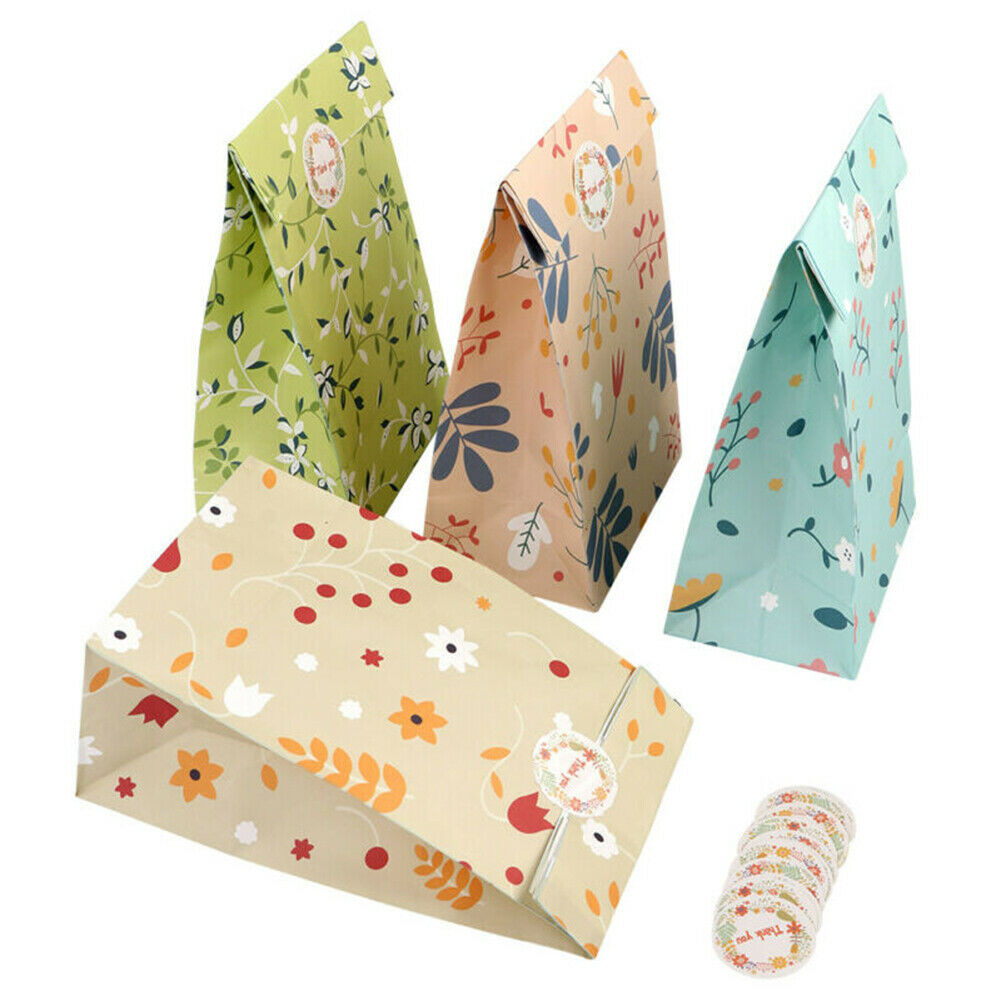 24Pcs Floral Party Favor-Bags Flower Paper Bag Goodie Candy Treat-Bag Gift wq00