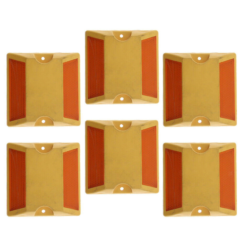 6Pcs Plastic Commercial Reflective Road Marker Driveway Reflector Yellow
