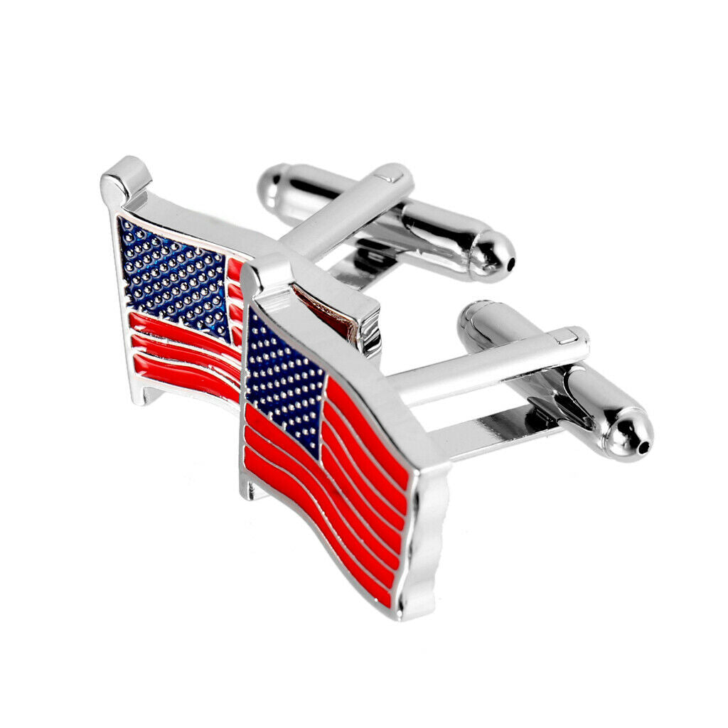 5 Pieces Independence Day American Patriotic Necklace Earrings Cuff Links