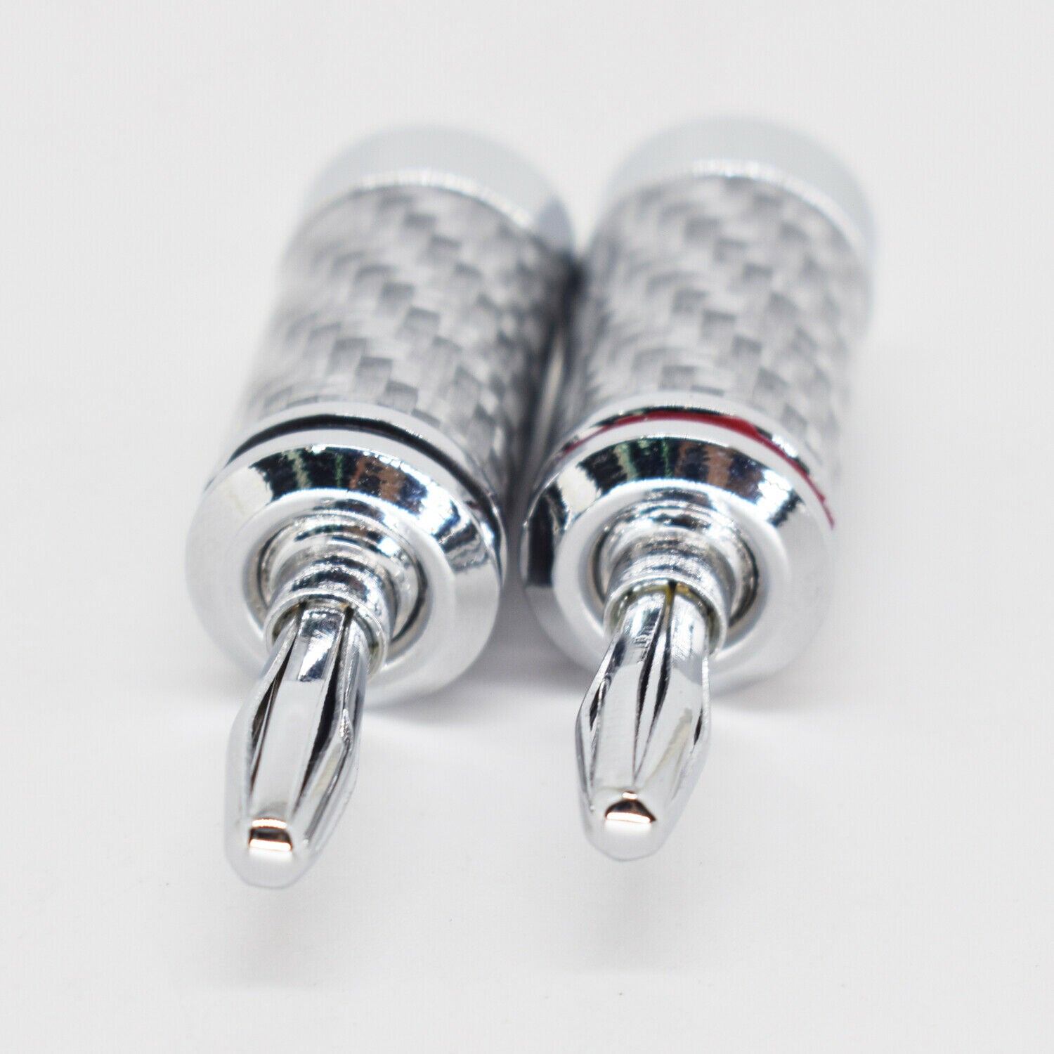 4pair Rhodium 4mm Banana Plug Male Speaker Audio Connector Carbon Fiber Tube