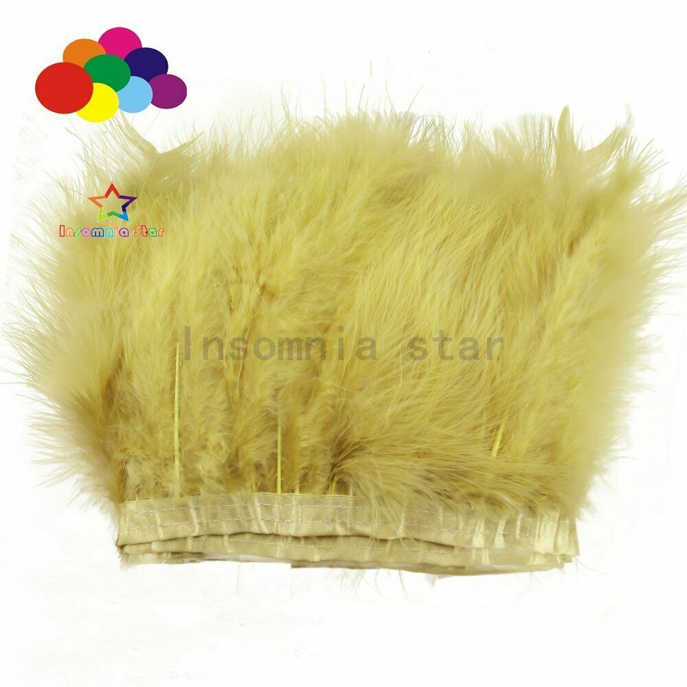 Pack Of 2 meter curry amber Dyed Fluffy Marabou Feather Fringe 6-7INCH Width