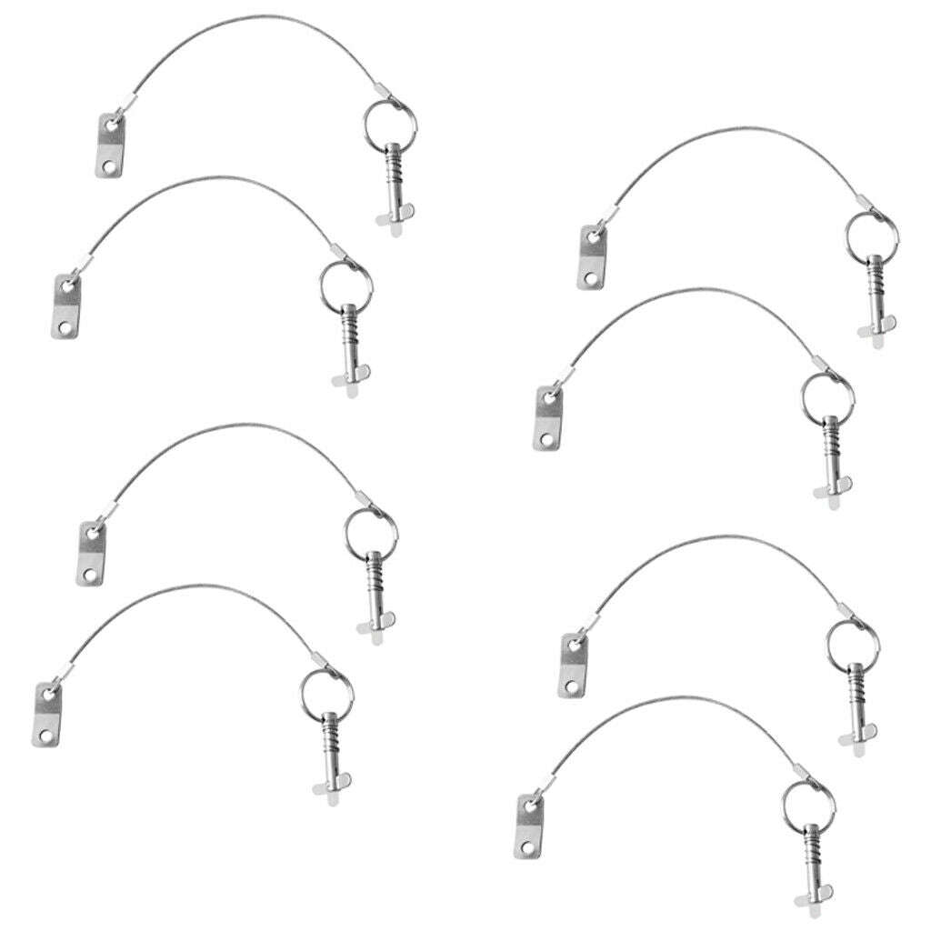 Pack 6 Quick Release Pin Lanyard Marine Boat Top Deck Hinge Fitting Hardware