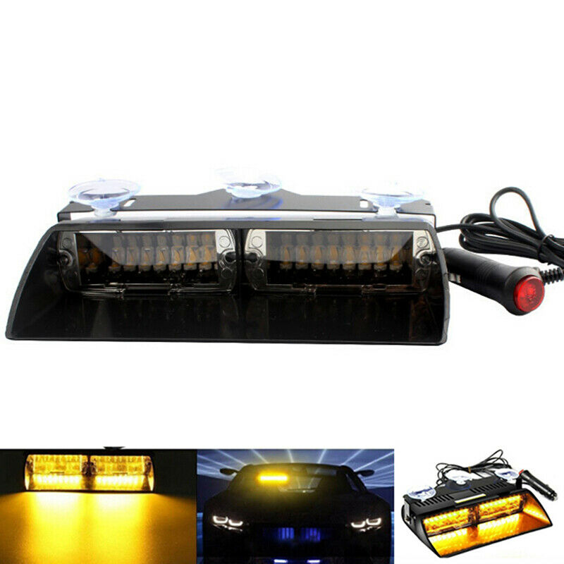 16 LED 12V Car Truck Dash Flash Emergency Warning Strobe Light Amber YellowJ XC