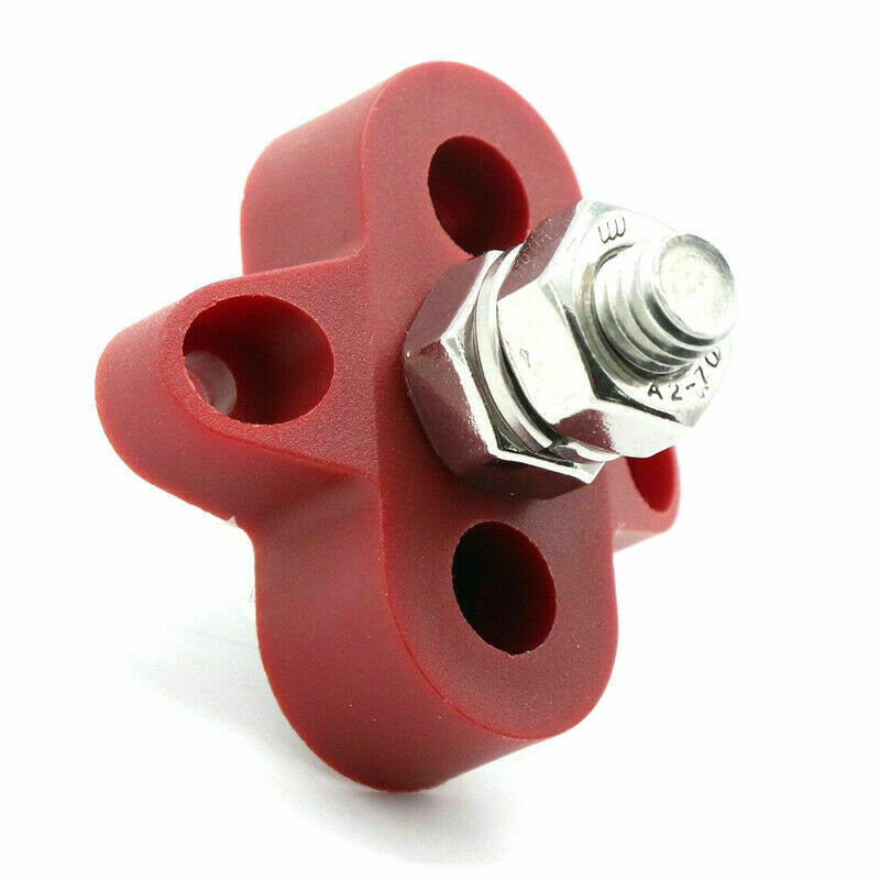 Red 48V DC Bus Car Boat RV Caravan Single Heavy-Duty Terminal Studs M8 (5/16")