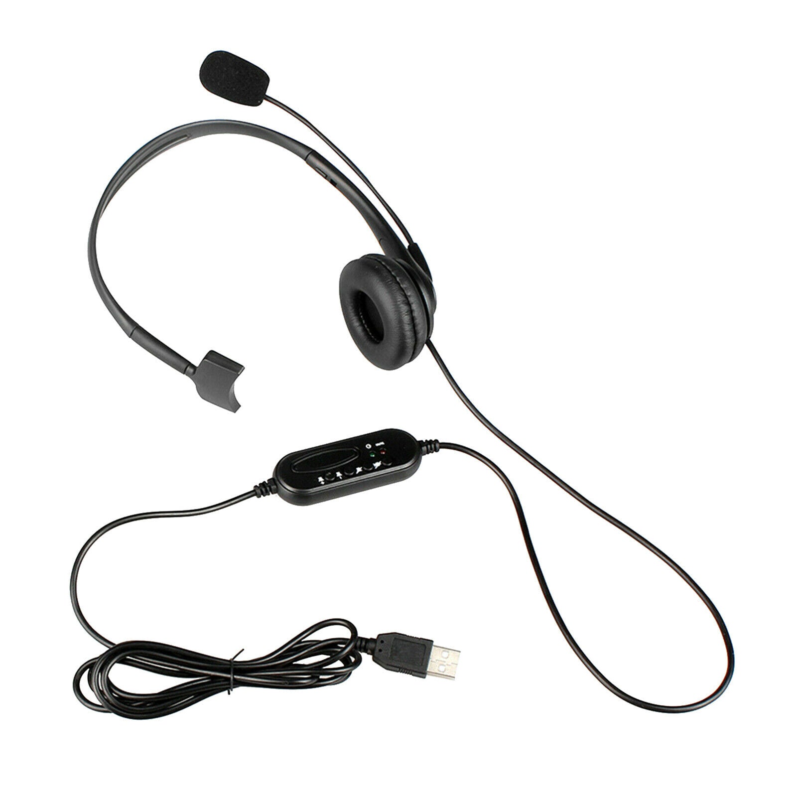 USB Headset with Noise Cancelling Microphone and Adjustable Volume Control for