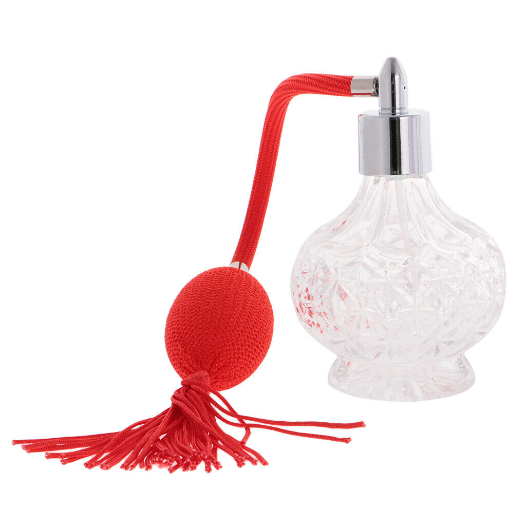 2pcs Clear Glass Empty Perfume Bottle Long Spray Refillable 100ml Red&Black