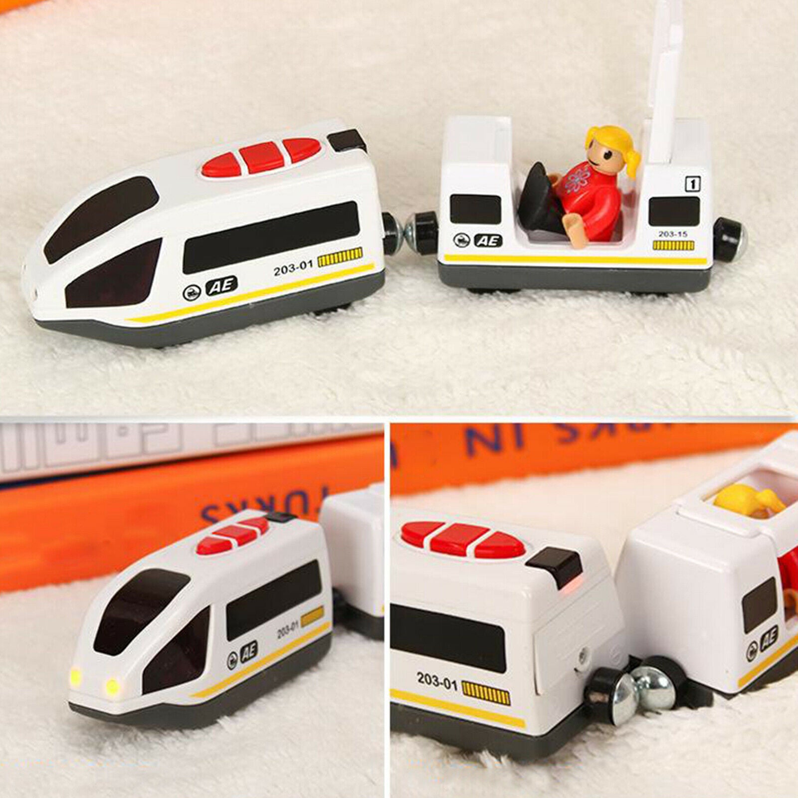 Action Locomotive Train Set Fits Most Wooden Tracks for Kids Age 3 and Up