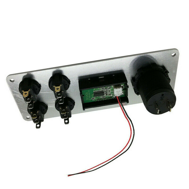 12V 10A 2 USB Switch Panel Voltmeter Car Charger Power Socket Rocker Boat Marine