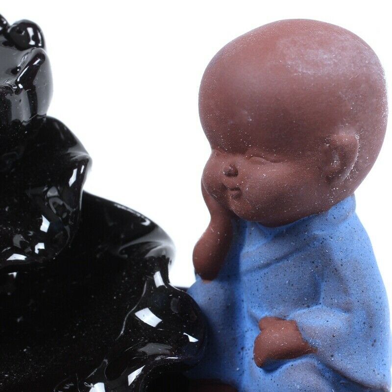 Little Monk Backflow Incense Burner Home Decoration Creative Ceramic Cone WateX6