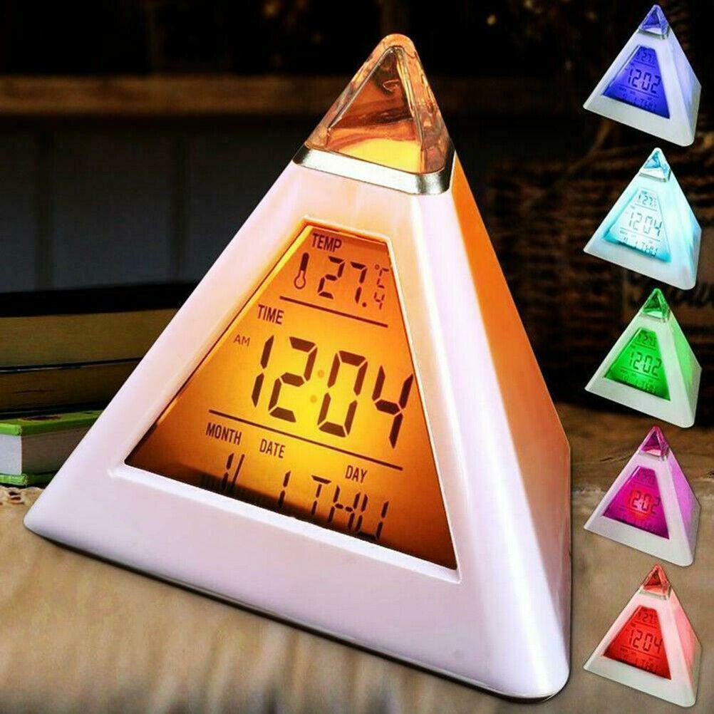 Electric Digital LED Discoloration Alarm Clock For Bedroom Calendar Temperature