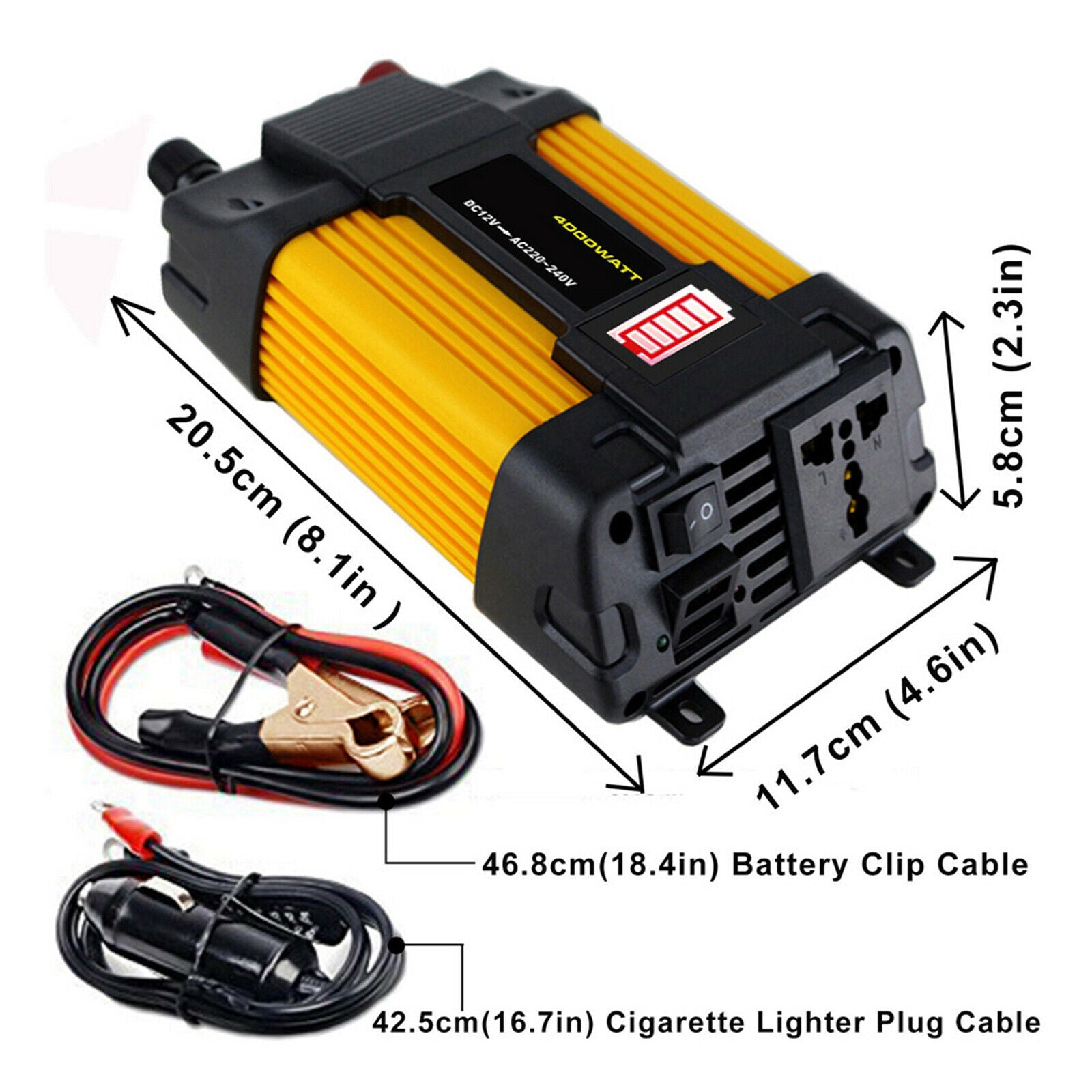 Inverter and 2 Battery Clip Charger for Outdoor Power Supply 220V 300W 4000W