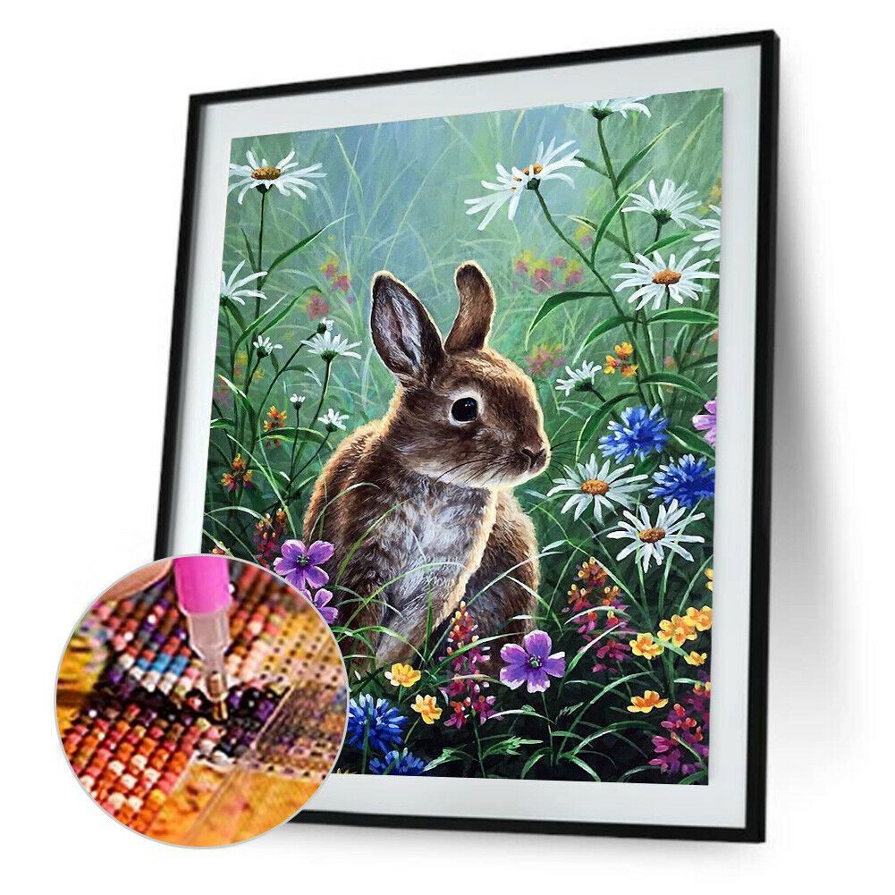 Rabbit 5D Full Round Drill Diamond Painting Crystal Mosaic Kits Wall Decor @