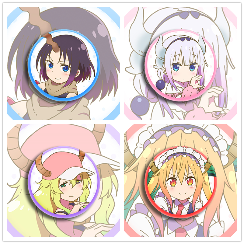 Miss Kobayashi's Dragon Maid  Badges 4 Pieces Pins Schoolbag 2.3"