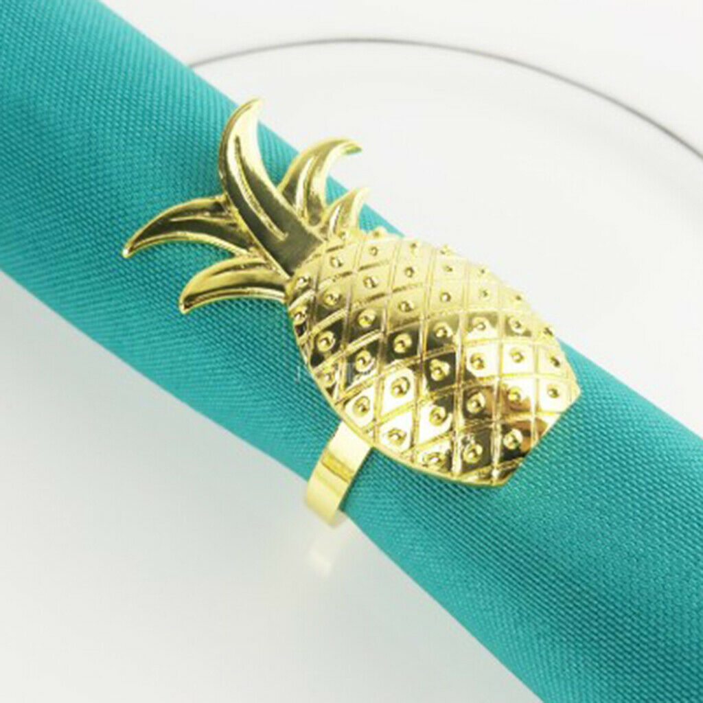 2Pcs Aluminium Fruit Shape Pineapple Dinner Napkin Rings Holders For Hotel