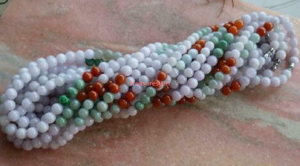 1pcs 3 Color Certified Natural A JADE Jadeite beads Necklace 20 inches