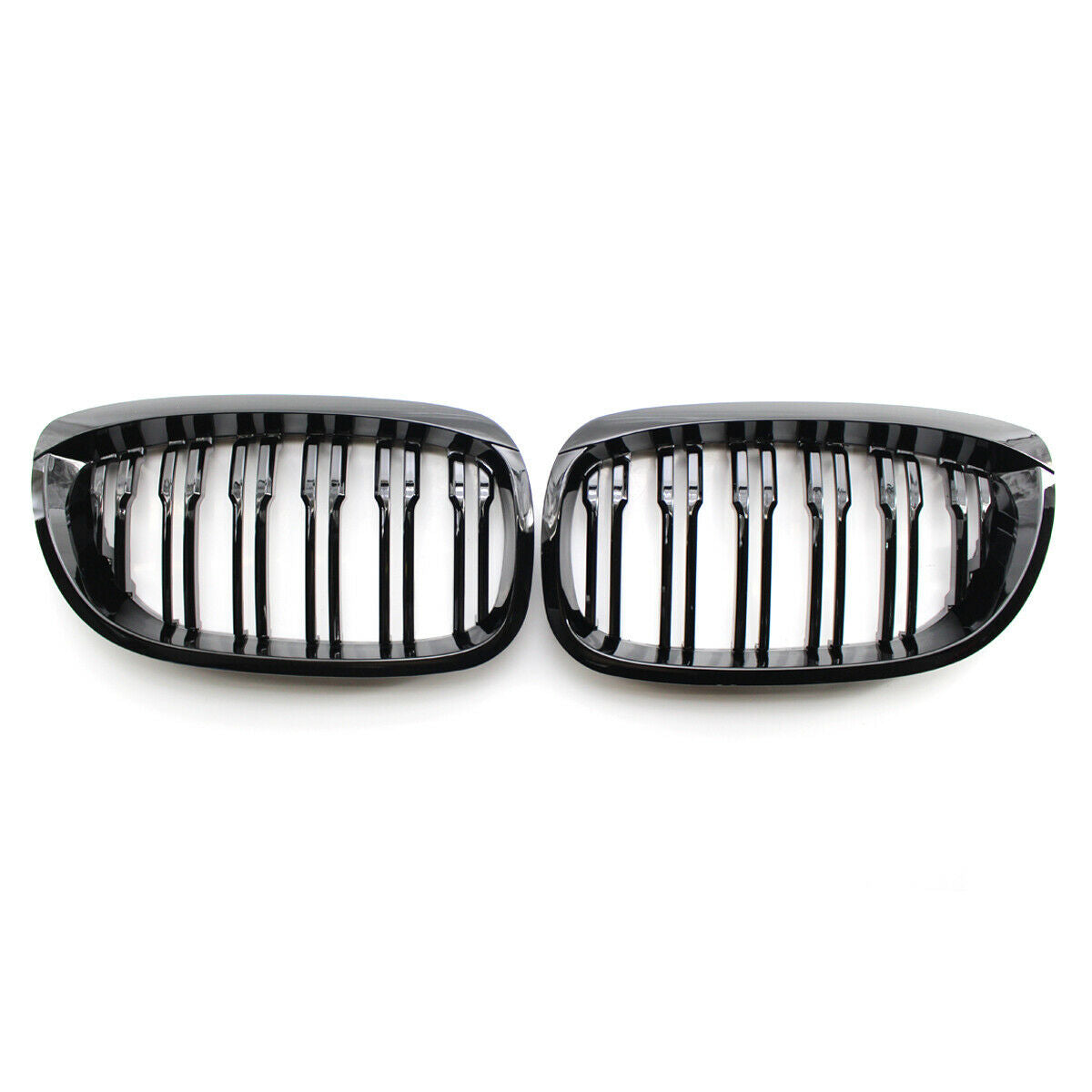 1 Pair Gloss Black Double Slat Kidney Grille Grill for BMW 3-Series E46 @