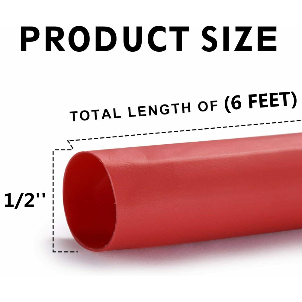 1/2" Heat Shrink Tubing 3:1 Marine Grade Wire Cable Wrap Adhesive Lined 4+4 FEET