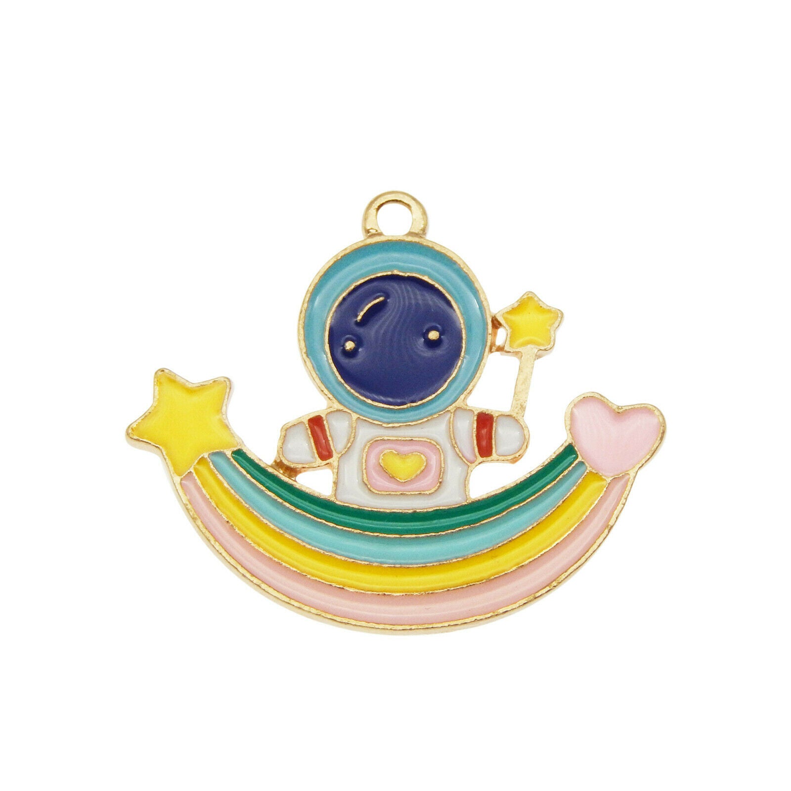 8 pcs Metal Meteor Astronaut Pendant Charm Enamel Jewelry Making Crafts 25*30mm