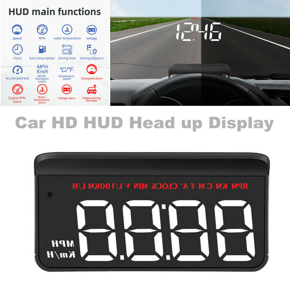 Car High-definition HUD Head-up Display M5 Universal Black Projector KM/H MPH