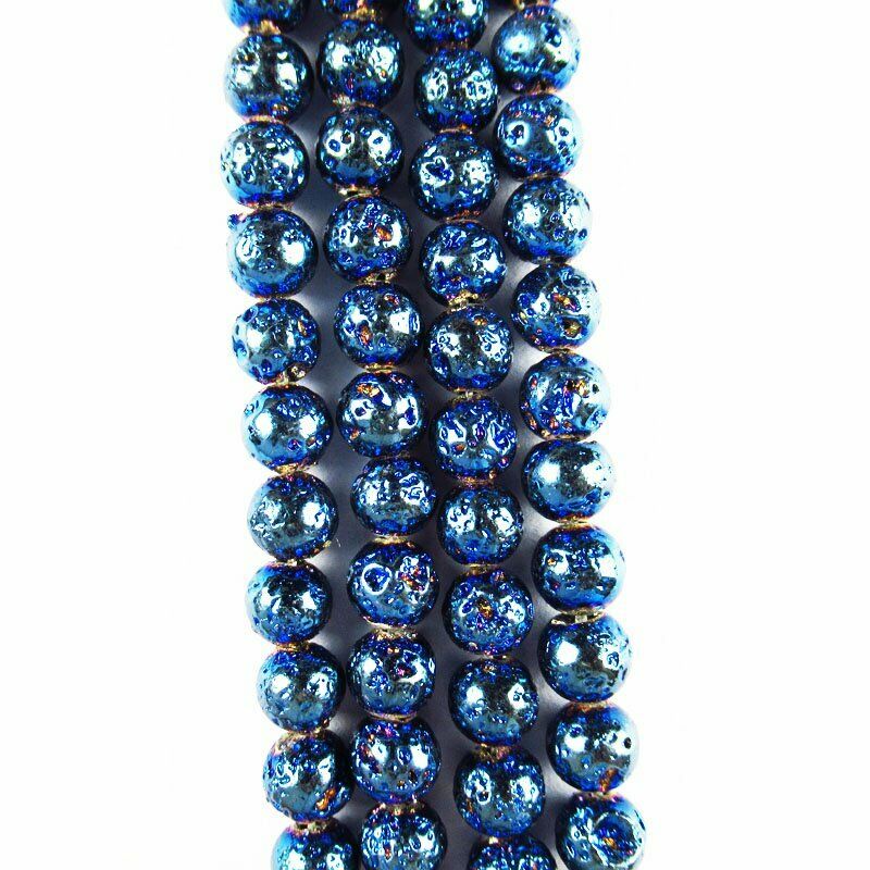 2Strand 6mm Blue Titanium Crystal Agate Druzy Quartz Geode Loose Bead 15.5 "