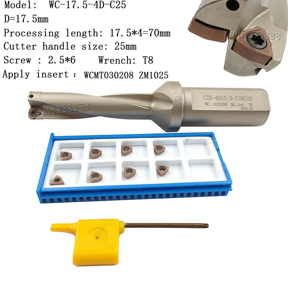 WPD-175-4D-C25 16.5mm U drill indexable drill + 5PCS WCMT030208 ZM1025 insert