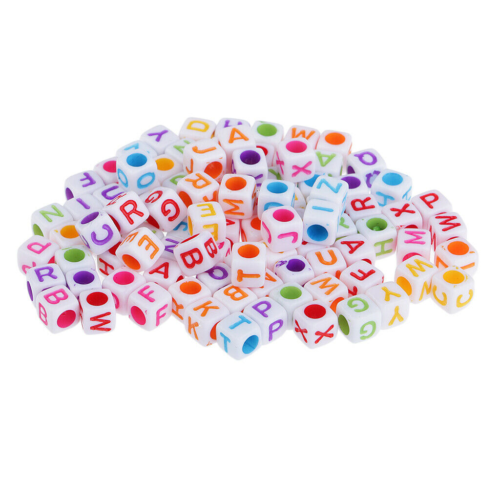 100pcs Cubed Uppercase Alphabet Beads DIY Word Message Children