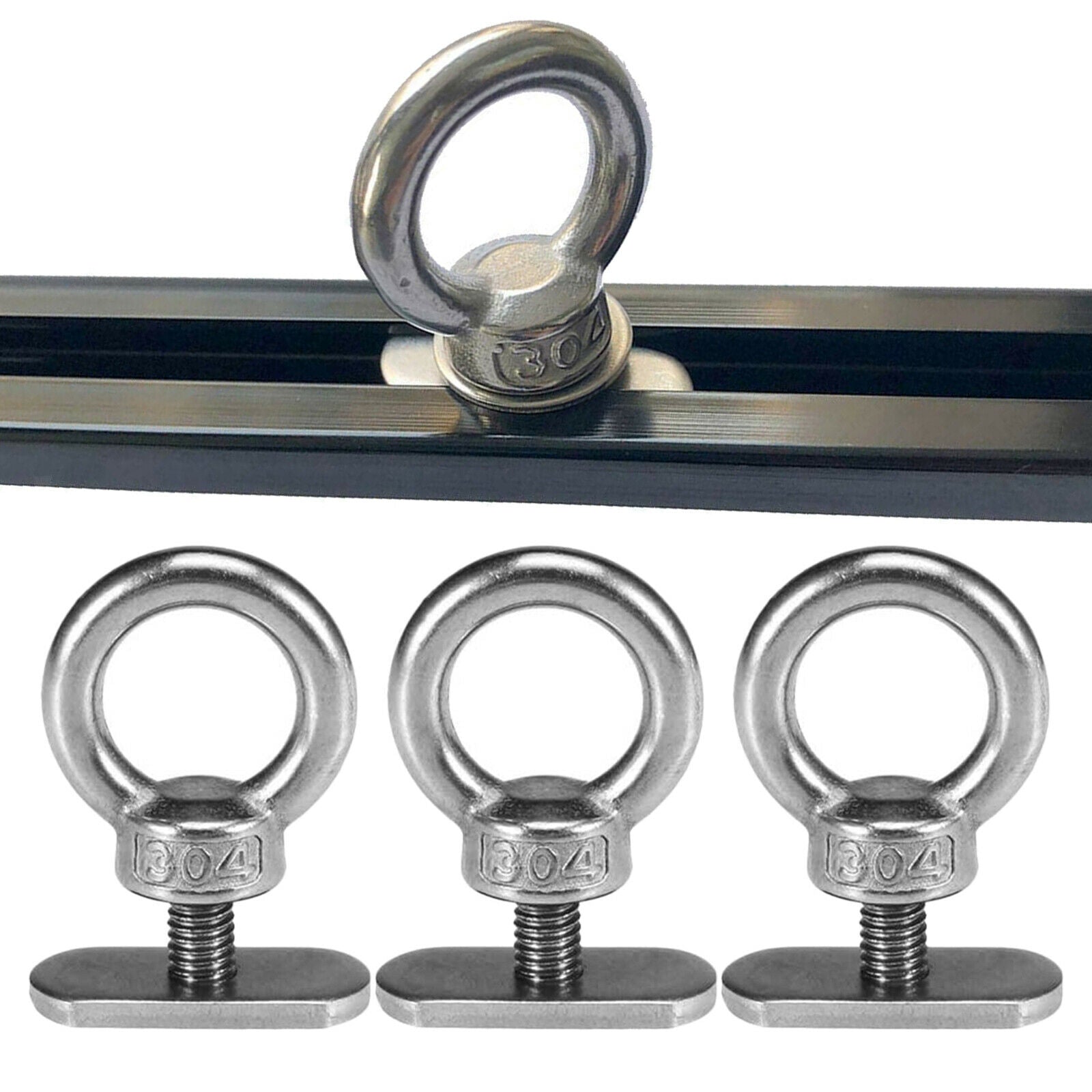3x Kayak Rail Track Tie Down Eyelet Quick Release Adapter Bungee Rope Nut