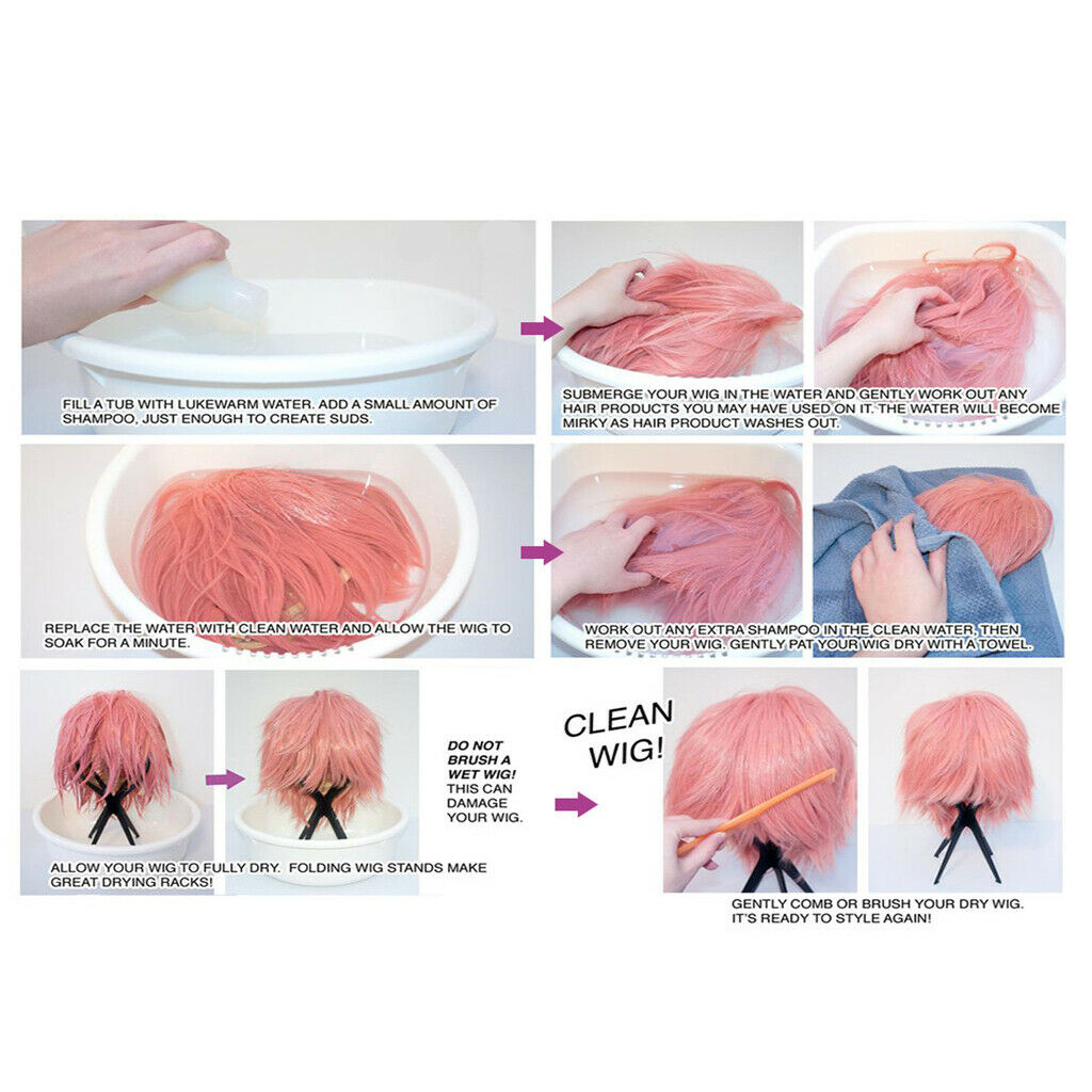 4X 8Inch Women Lasting Human Hair Wig Short Straight Hair Wig  Resistant