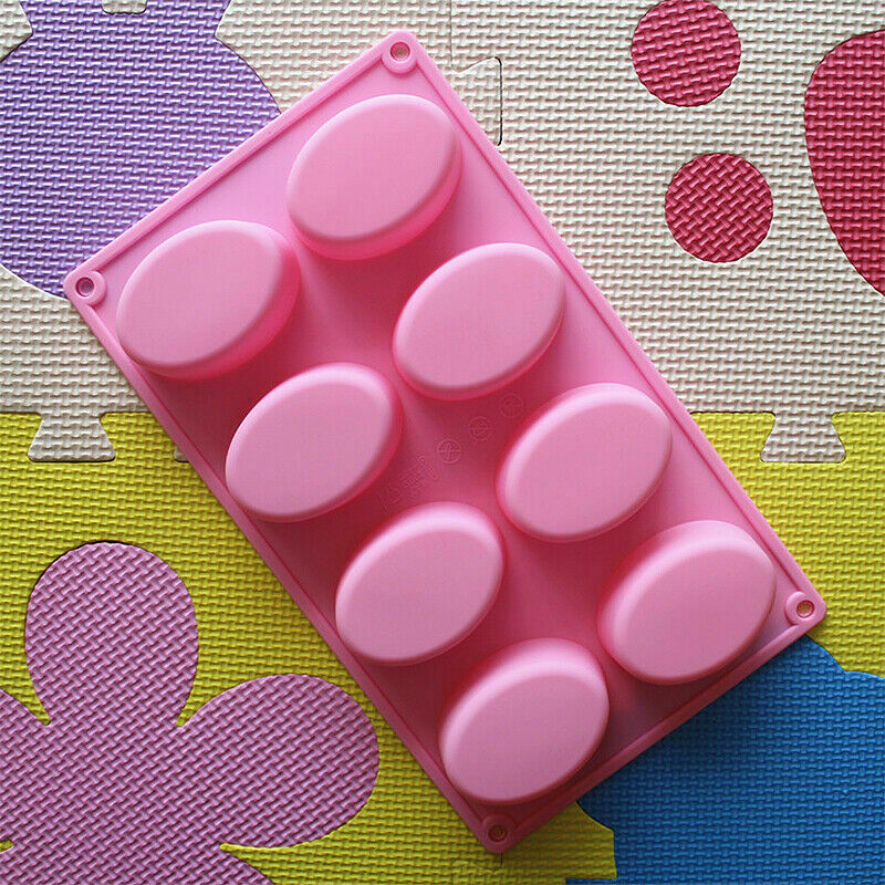 Homemade Silicone Oval Shape Tray Chocolate Mould Making Soap Mold 1DIY 8-Cavity