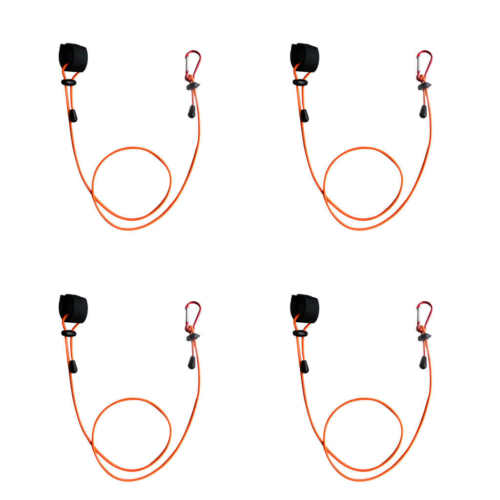 2X 4 Pieces Kayak Paddle Leash Fishing Rod Holder Safety Lanyard Tether Orange