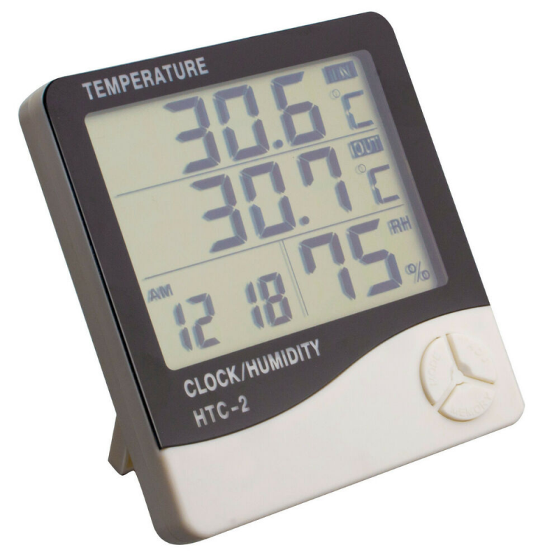Htc-2 New Lcd Digital Electronic Thermometer Dual Thermo-Hygrometer Clock