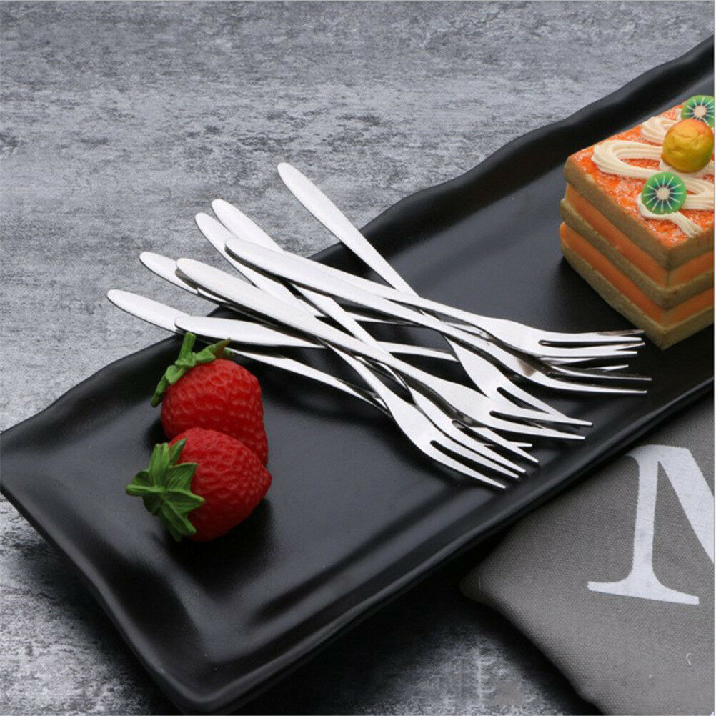 6pcs creative stainless steel fruit sign two tooth fork cake dessert for.l8