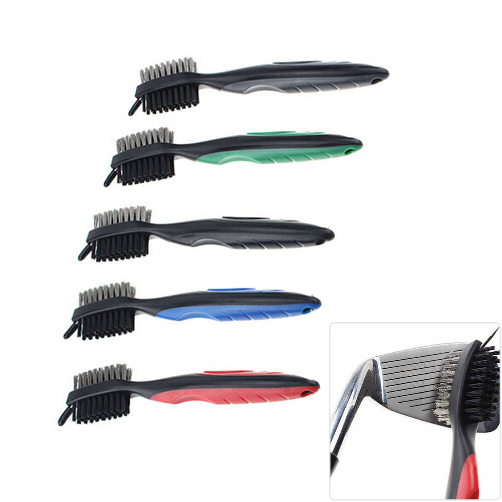 2 Side Brass Wires Nylon Golf Club Brush Groove Ball Cleaner Cleaning Tool h TH