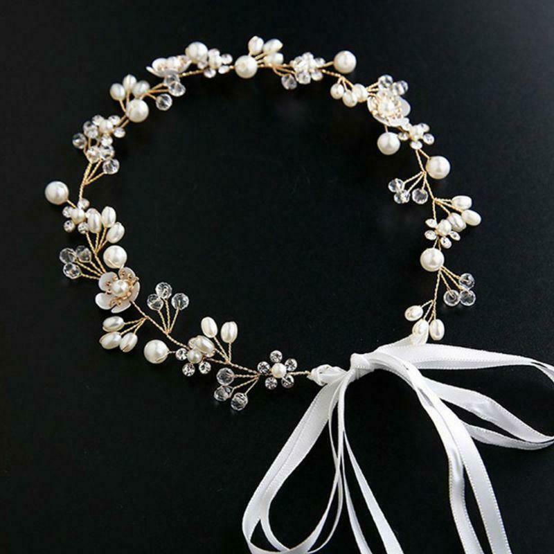 Bridal Wedding Headwear Ornaments Flowers Handmade Beaded Headband Hair Strap