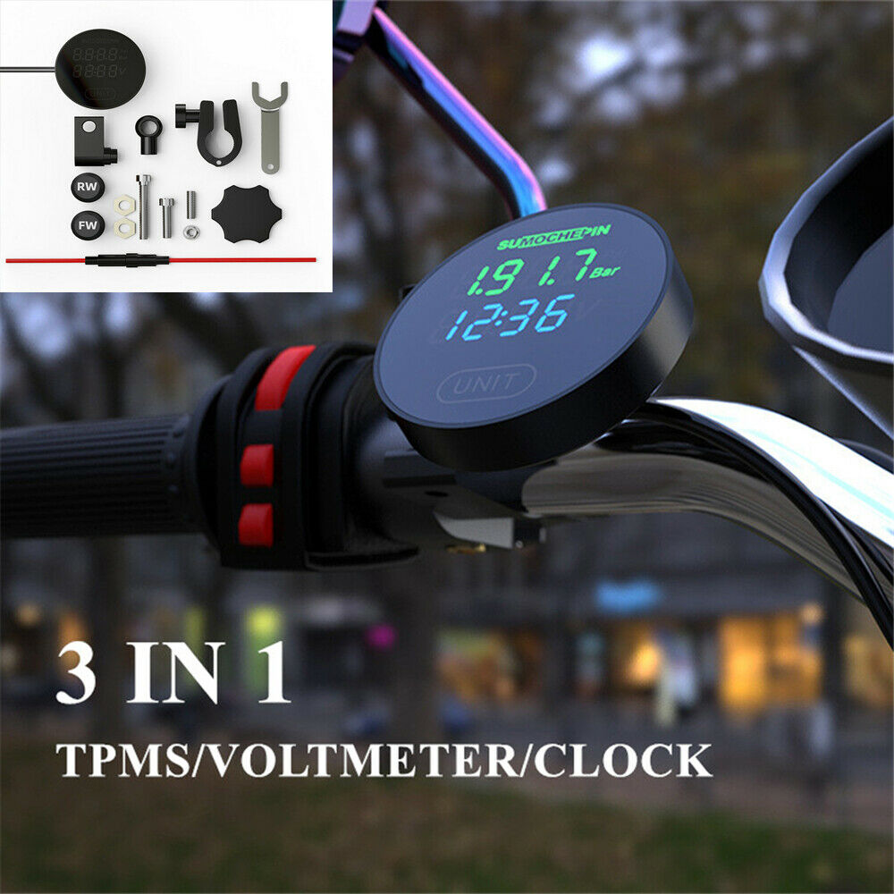 Motorcycle Tire Pressure Temperature Monitoring Alarm System TPMS w/ Sensors