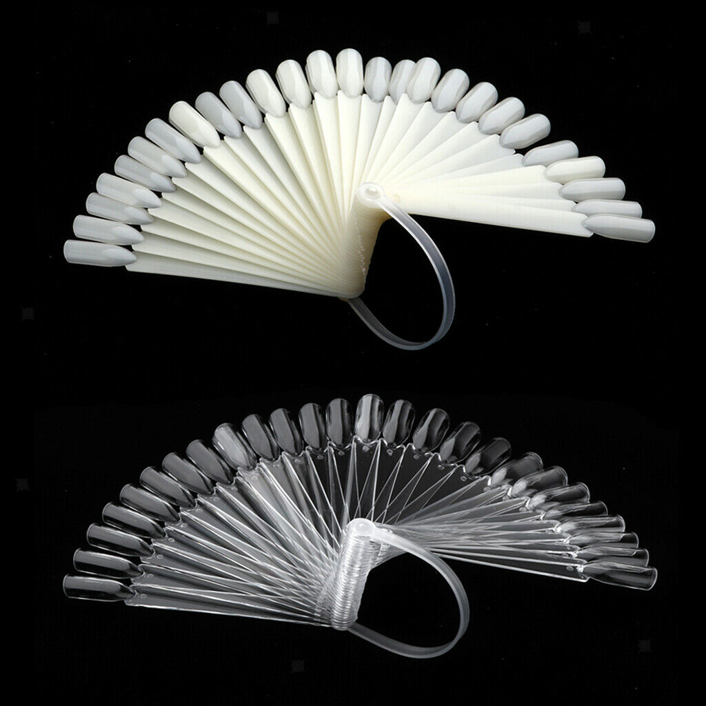 64 Pieces Fan-shaped Plastic Nail Art Tips Display Board Practice Sticks