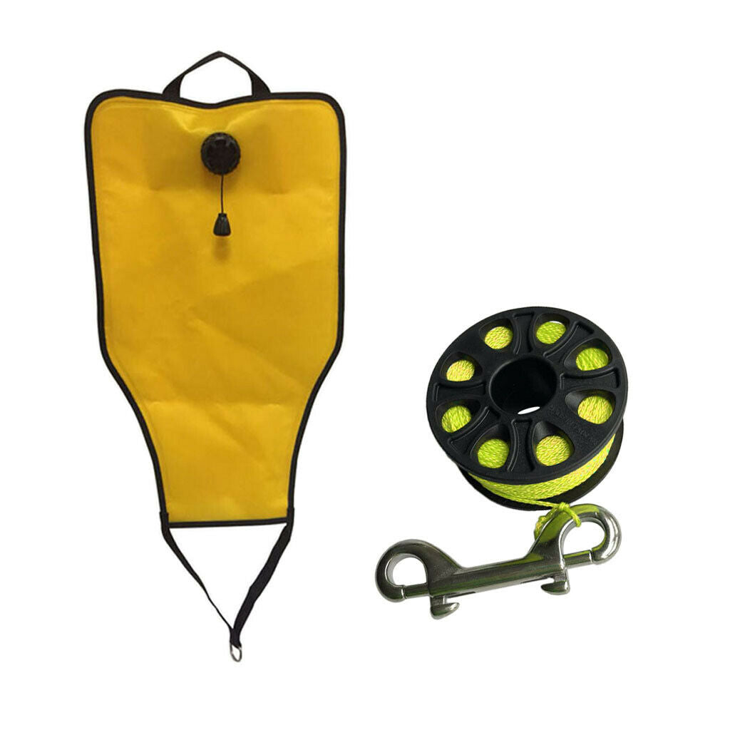 Durable 30lbs Diving Lift Bag Underwater Dive Finger Spool Reel Cord Clip