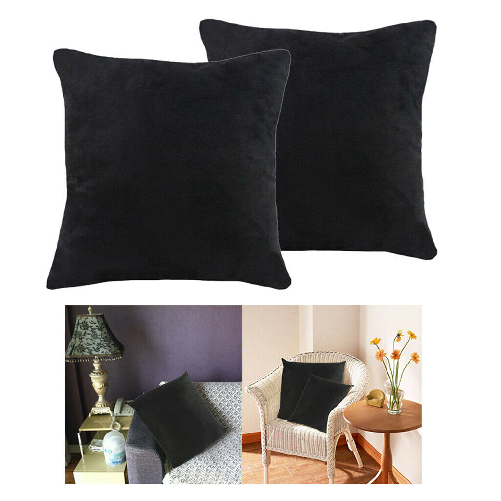 2Pack Velvet Sofa Throw Pillow Case Cover Soft Decorative Pillowcase Black