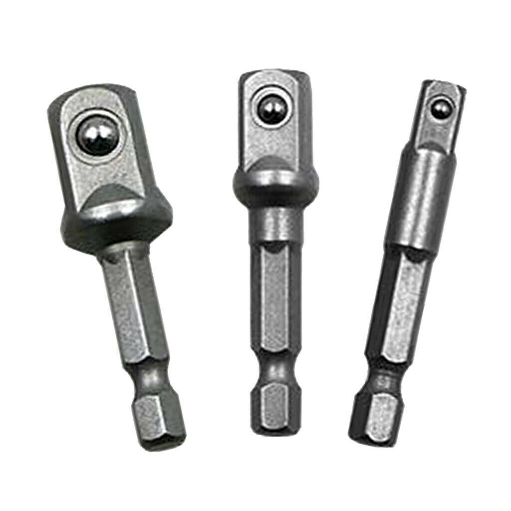 Socket Adapter Set 1/4" 3/8" 1/2" 2" Long Extension Bit 1/4" Hex Shank