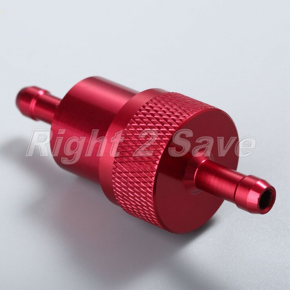 Universal Red Motor 1/4" 6mm Inline Fuel Oil Filter Cleaner CNC Aluminum Alloy