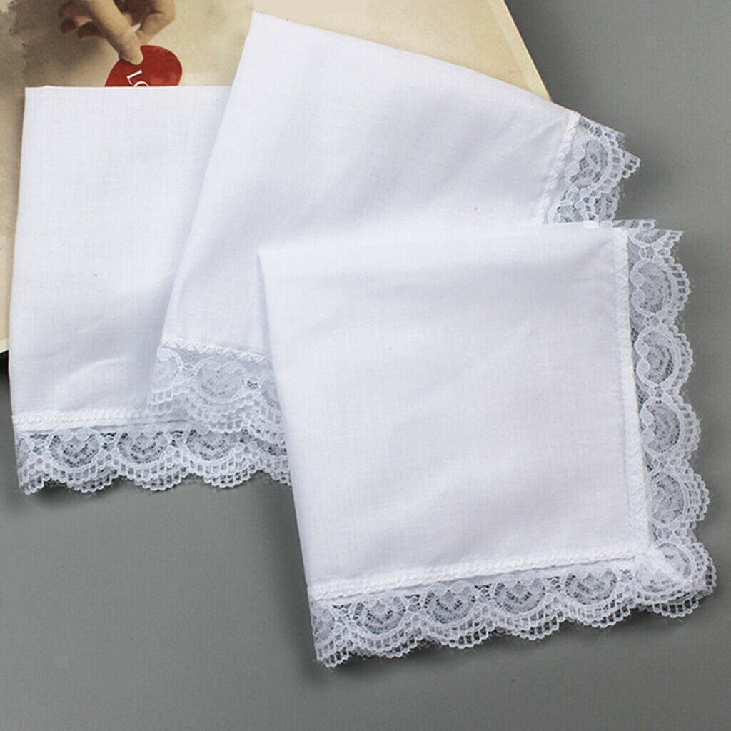 10x DIY Ladies White Hankies Party Wedding Handkerchiefs 100% Cotton Hanky