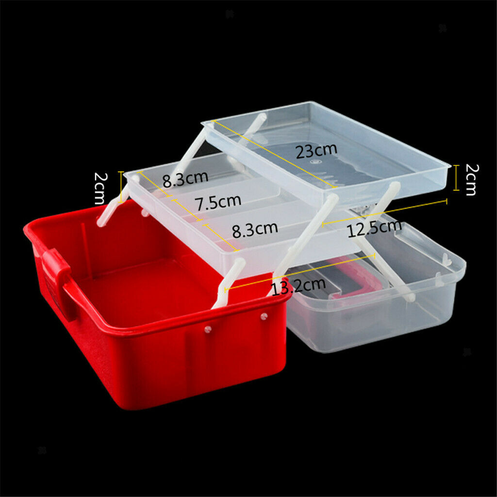 Plastic 2 Tier Trays Crafts Supply Storage Box / First Aid Carrying Case / Nail