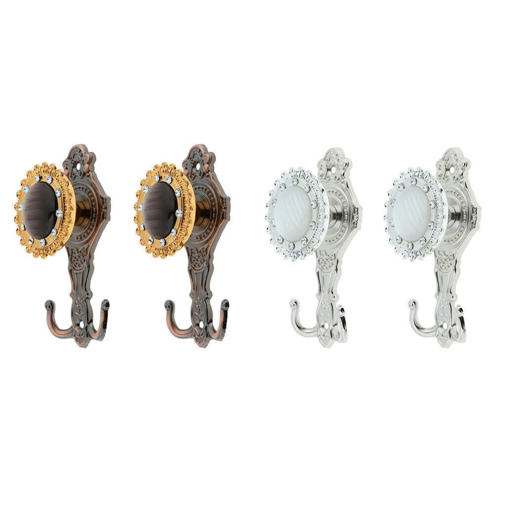 2 Pairs Wall Hook Curtain Holdbacks Coat Hat Hook Drapery Tiebacks 15x7x4cm