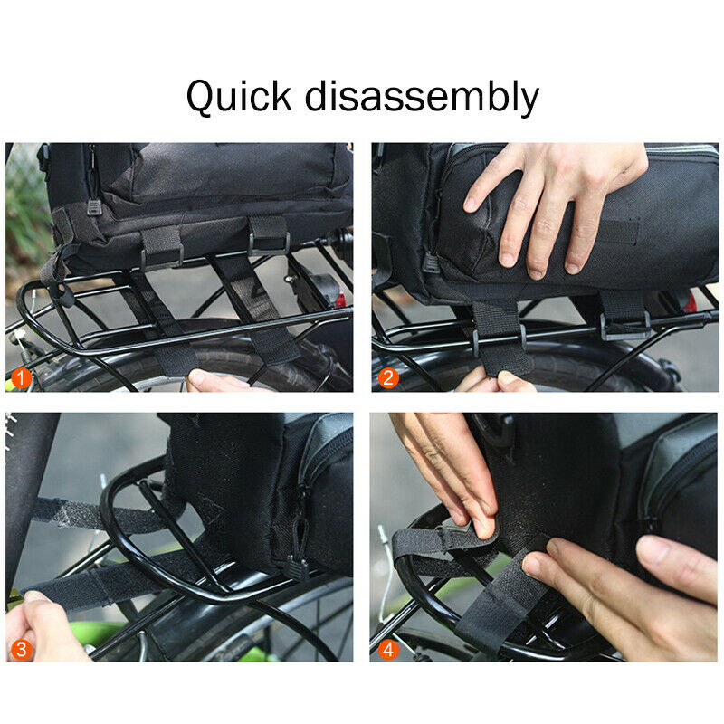 Bicycle Rear Rack Bag Bike Tail Seat Trunk Pack Storage Pouch Handbag Cup Holder