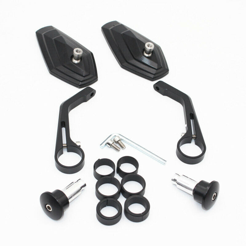 2PC Motorcycle Scooter Rear View Side Mirrors 7/8" 22MM Handle Bar End Universal