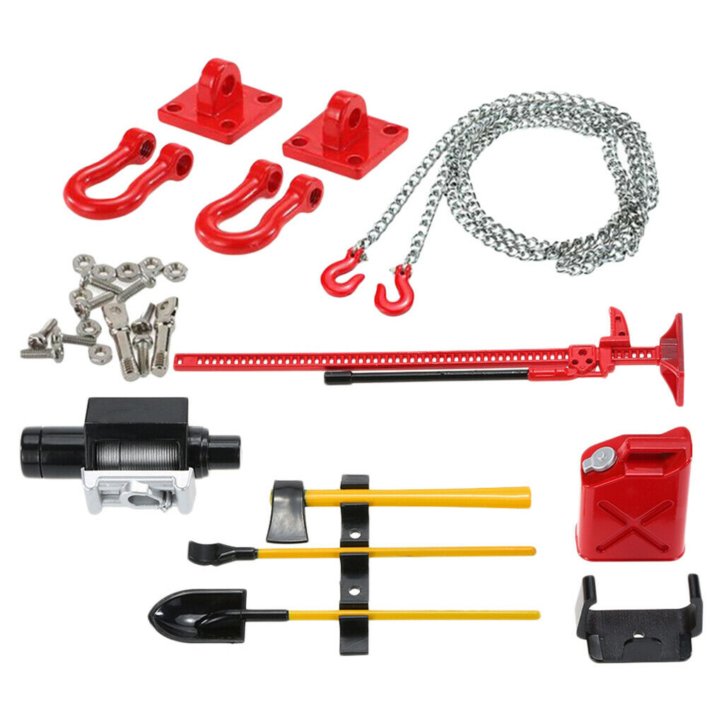RC Rock Crawler 1/10 Fuel Tank Winch Jack Tools Kit Tow Hook Chain for RC4WD